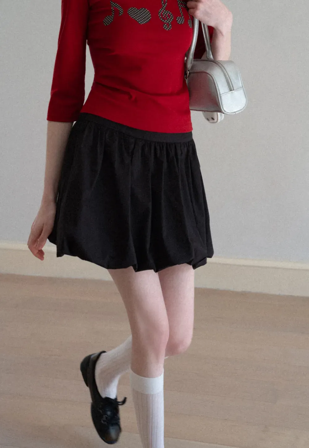 Pleated A-line Skirt with Elastic Waistband