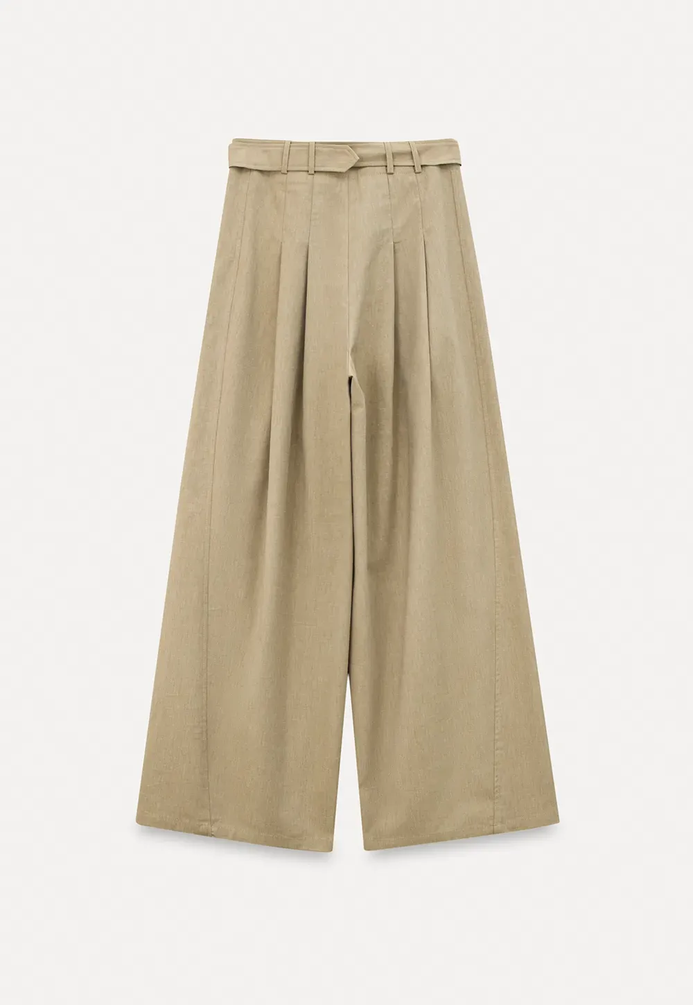 Wide Leg Pleated Casual Pants with Belt