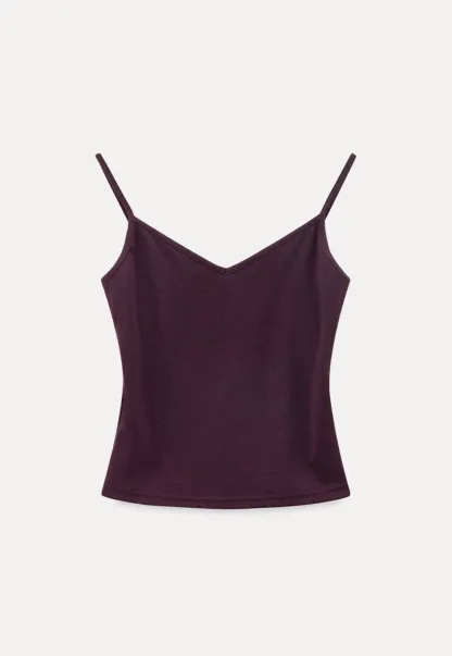 V neck thin strap fitted tank top