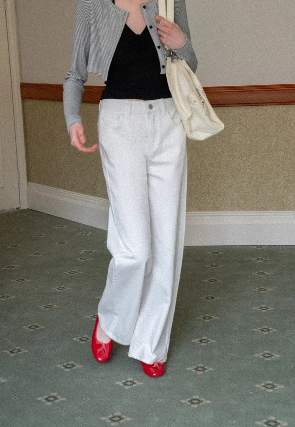 Wide leg high waist denim pants