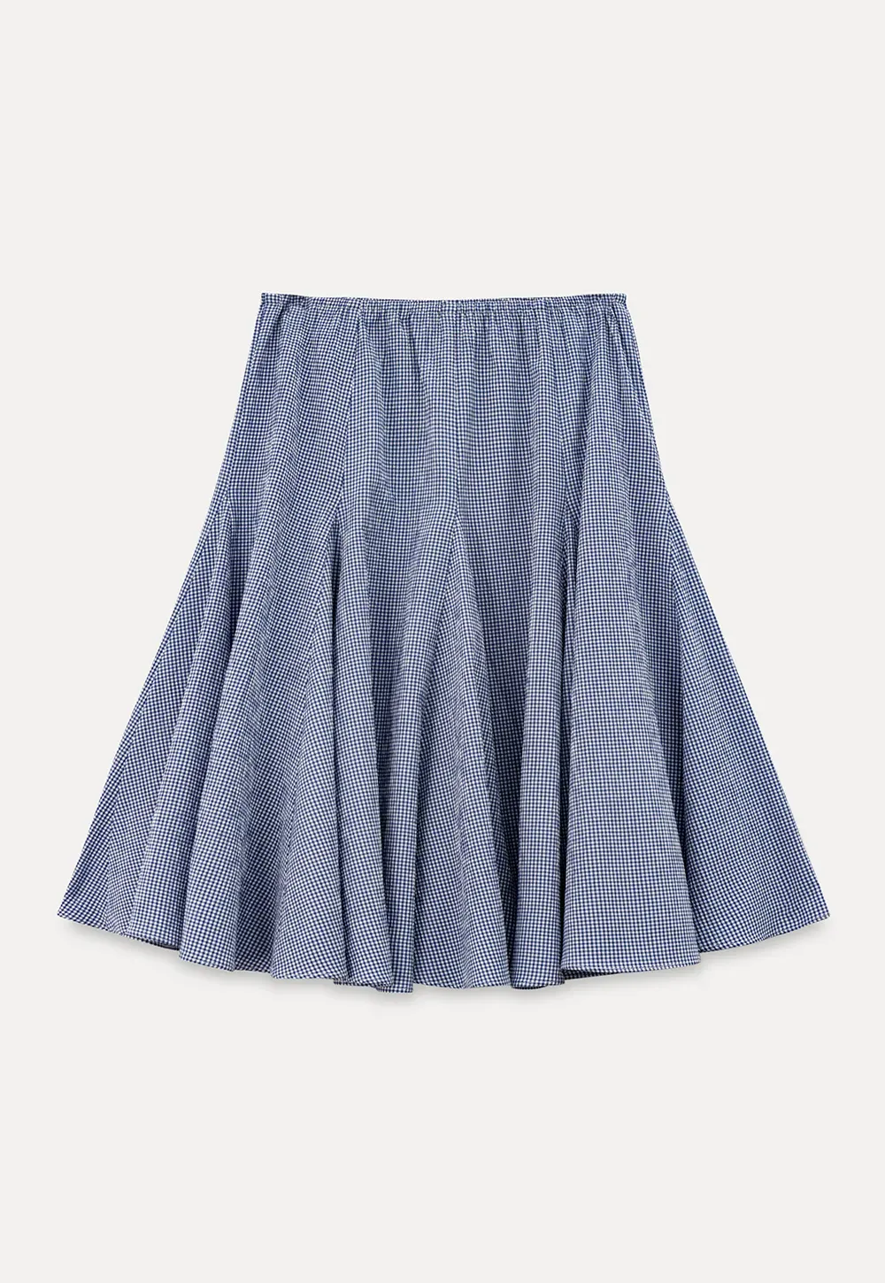 Gingham Pleated Flared Skirt