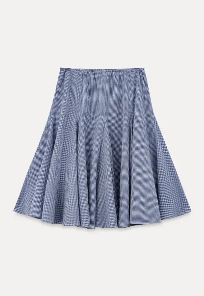 Gingham Pleated Flared Skirt