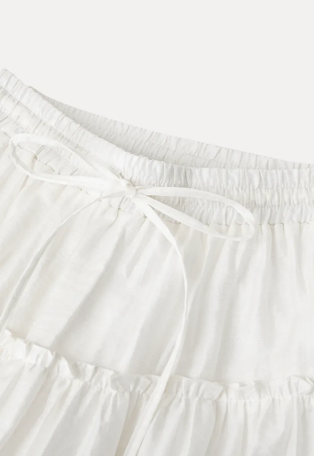 Tiered lace hem drawstring waist skirt