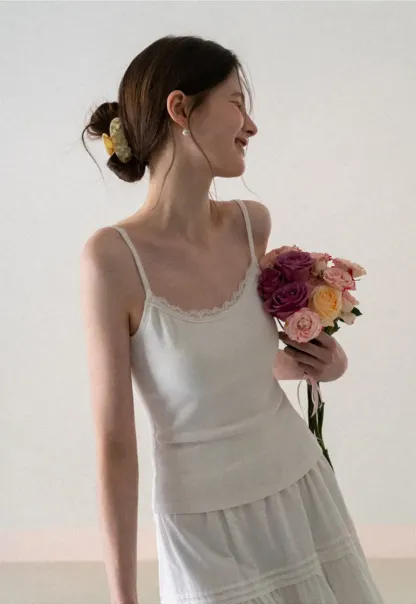 Lace Trimmed Sleeveless Camisole Top