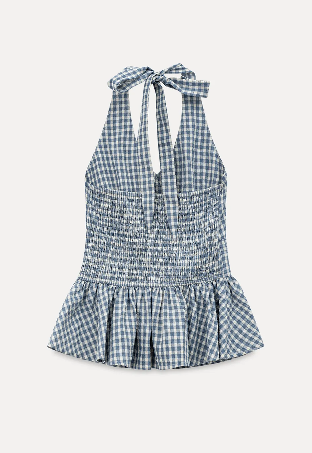 Gingham Halter Neck Peplum Top
