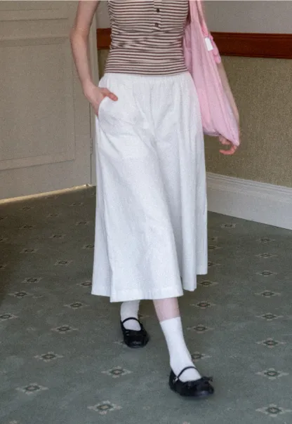 Wide Leg Cropped Casual Pants with Elastic Waist