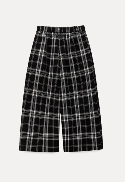 Plaid Wide Leg Pants Culottes Women's Trousers