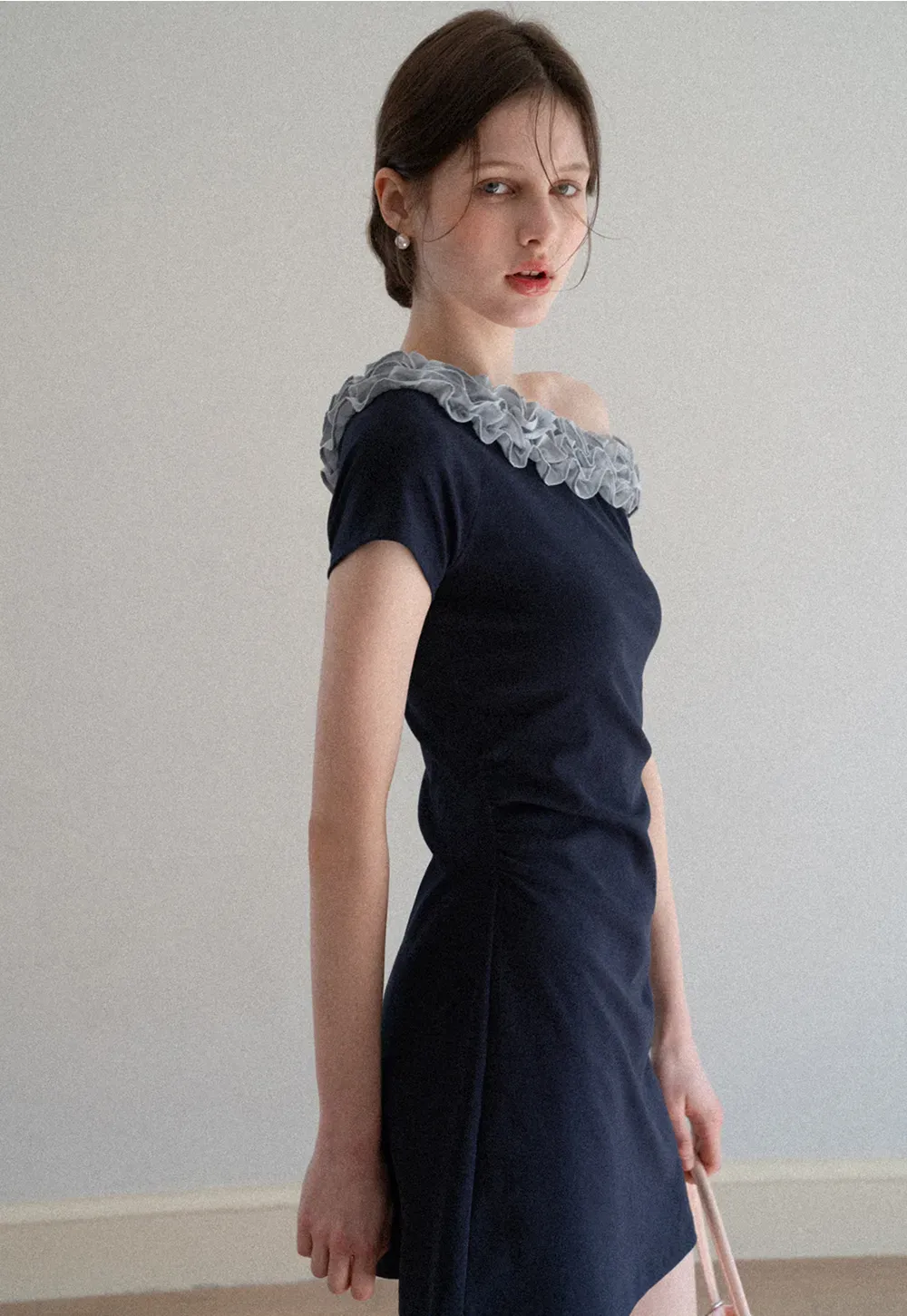 Short Sleeve Dress with Ruffled Off Shoulder Detail