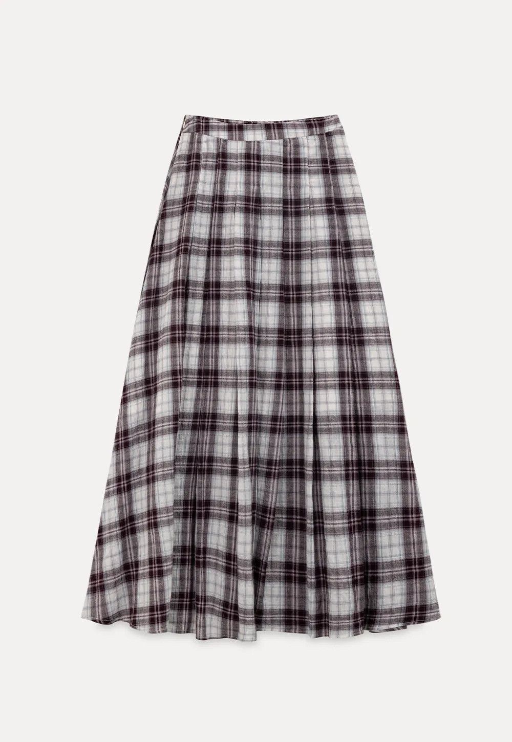 Plaid Pleated Midi Skirt