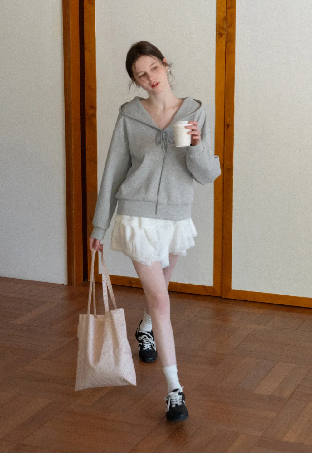 Hoodie with drawstring neckline and long sleeves