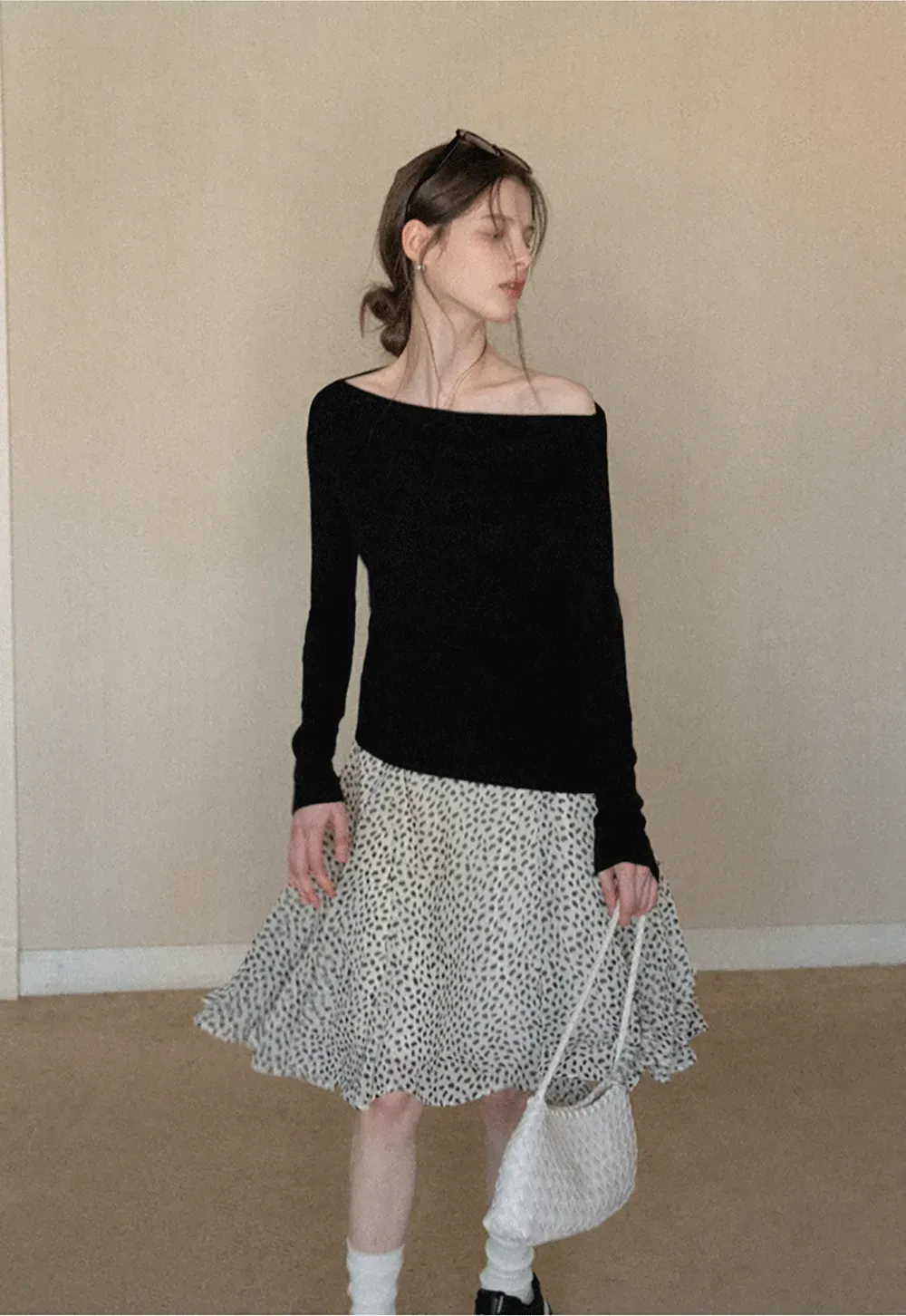 Elegant Off Shoulder Knit Top with Asymmetrical Design