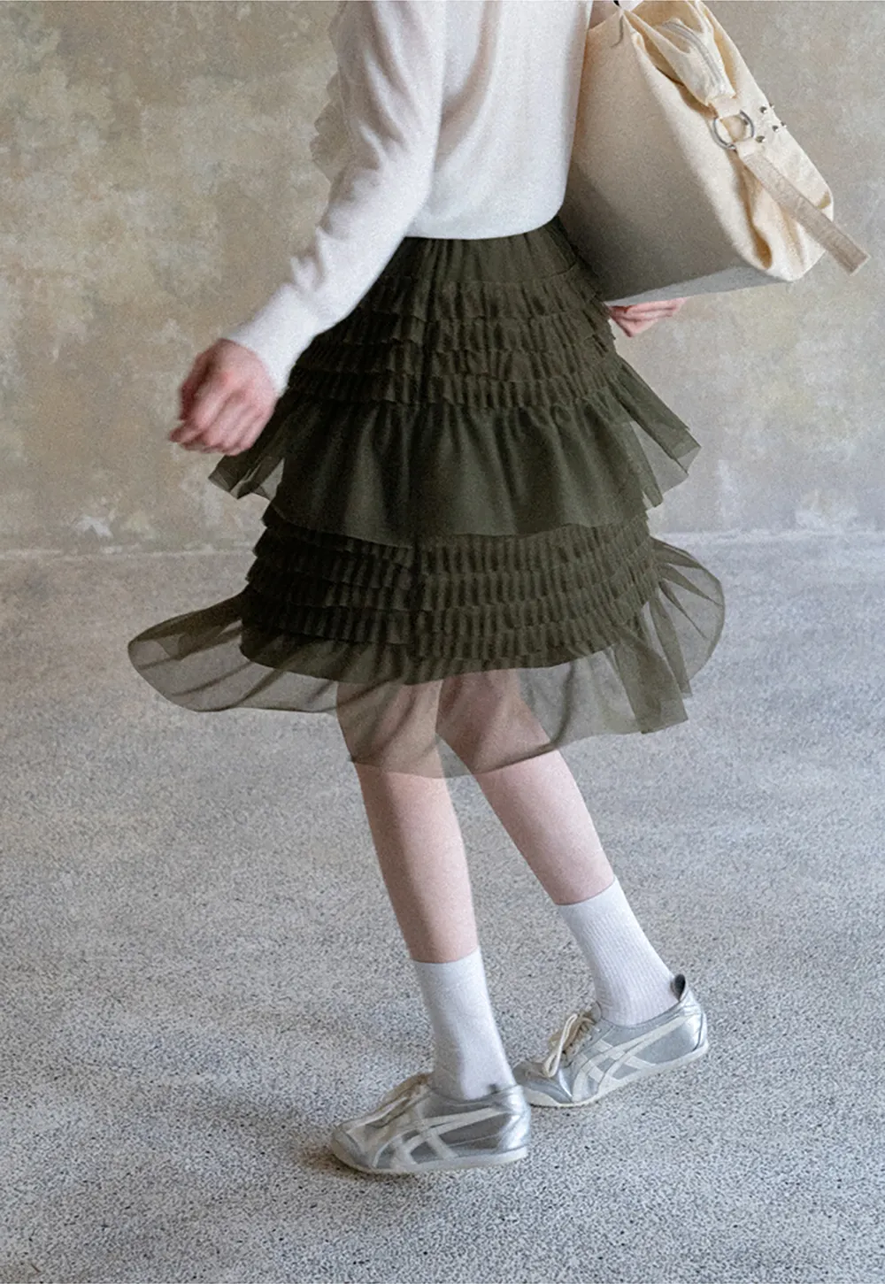Tiered Ruffled Sheer Skirt with Drawstring Waist