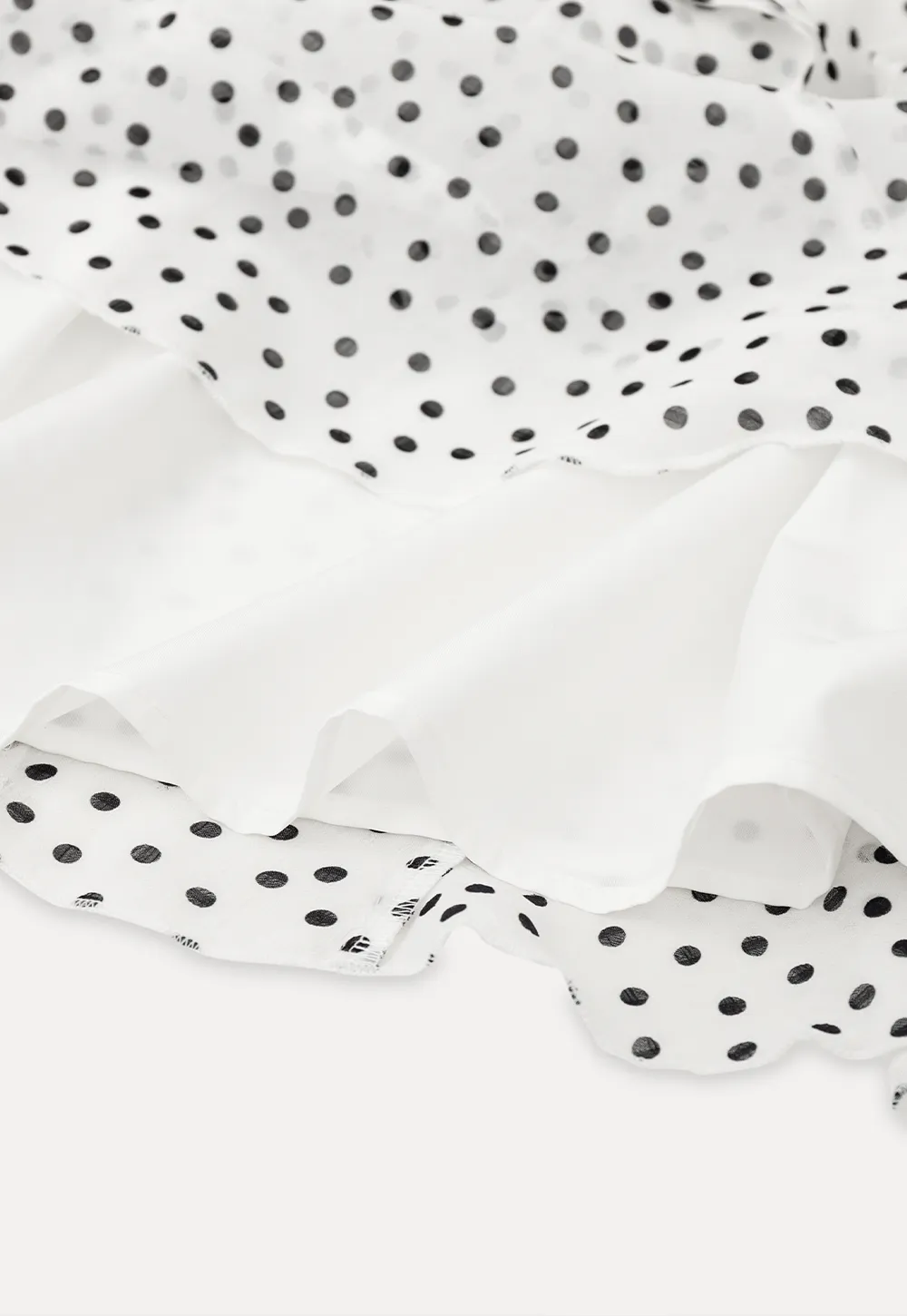 Polka Dot Ruffle Dress with V Neck and Long Sleeves