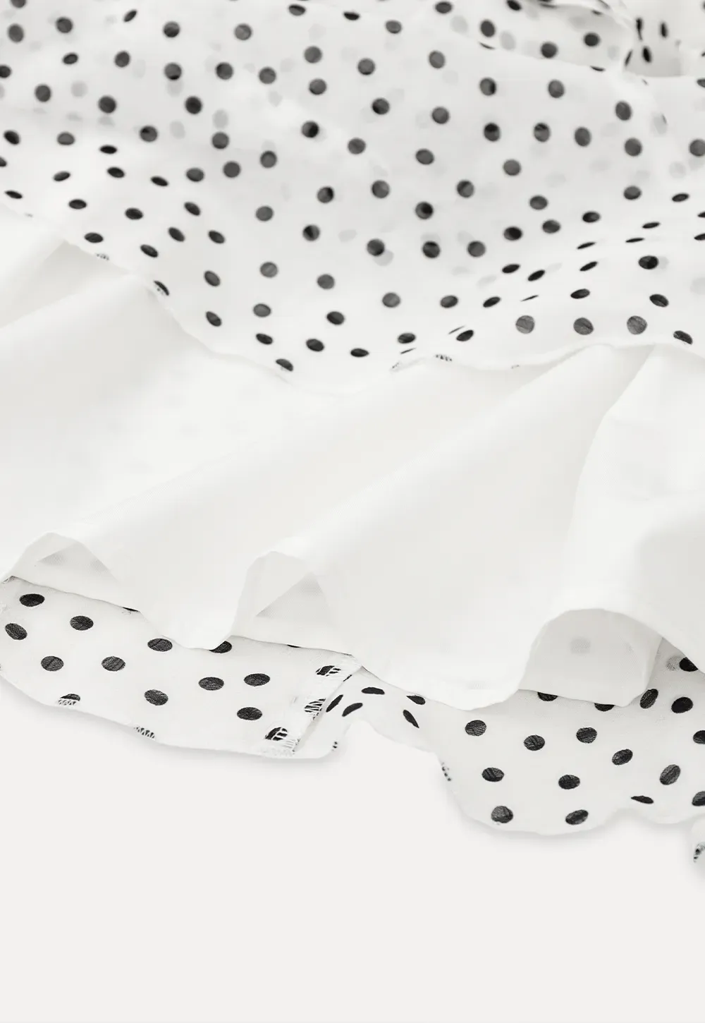 Polka Dot Ruffle Dress with V Neck and Long Sleeves