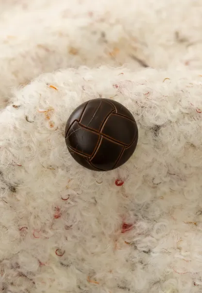 Textured Short Jacket with Long Sleeves and Round Neck