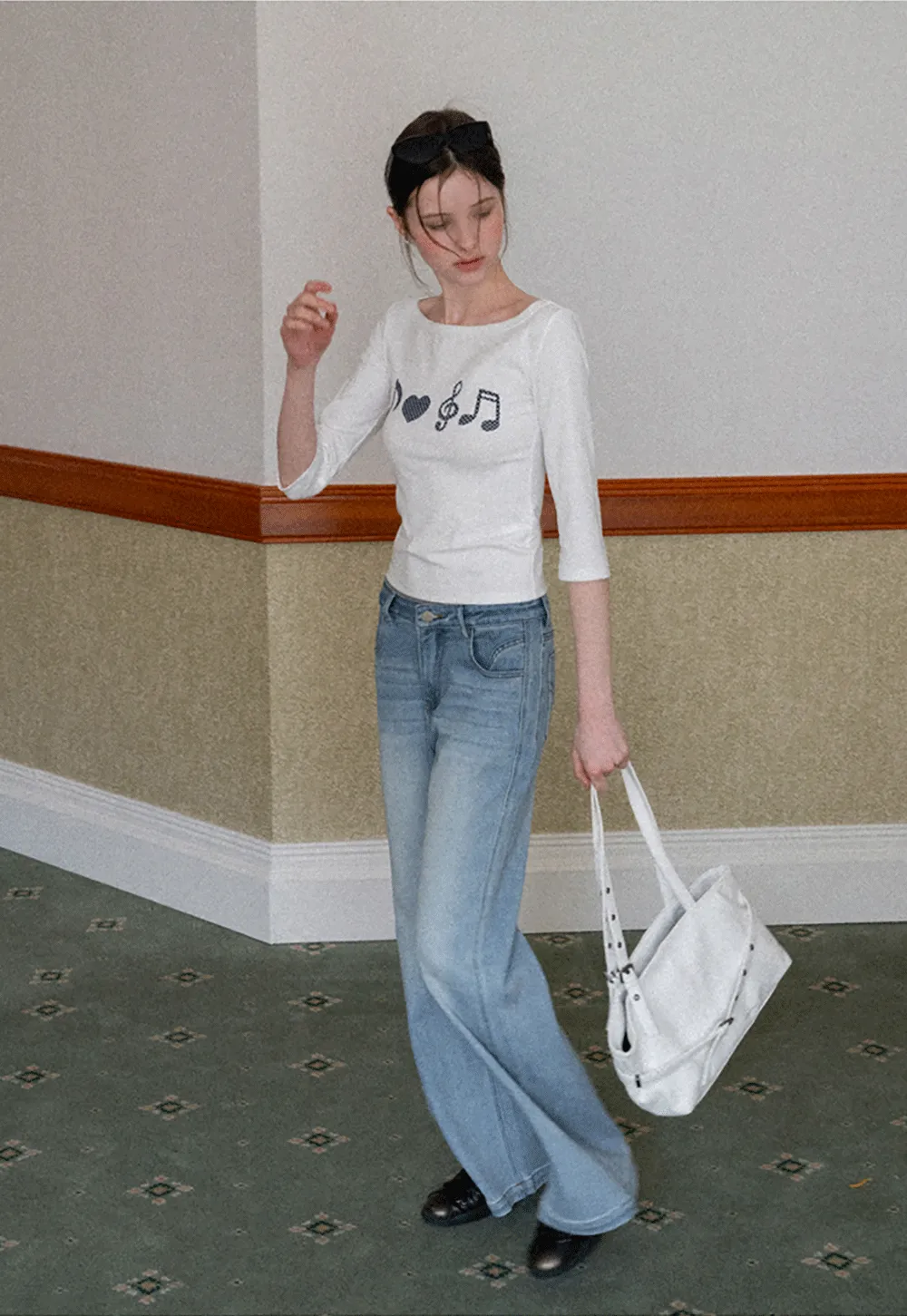 Tshirt with musical notes and heart pattern