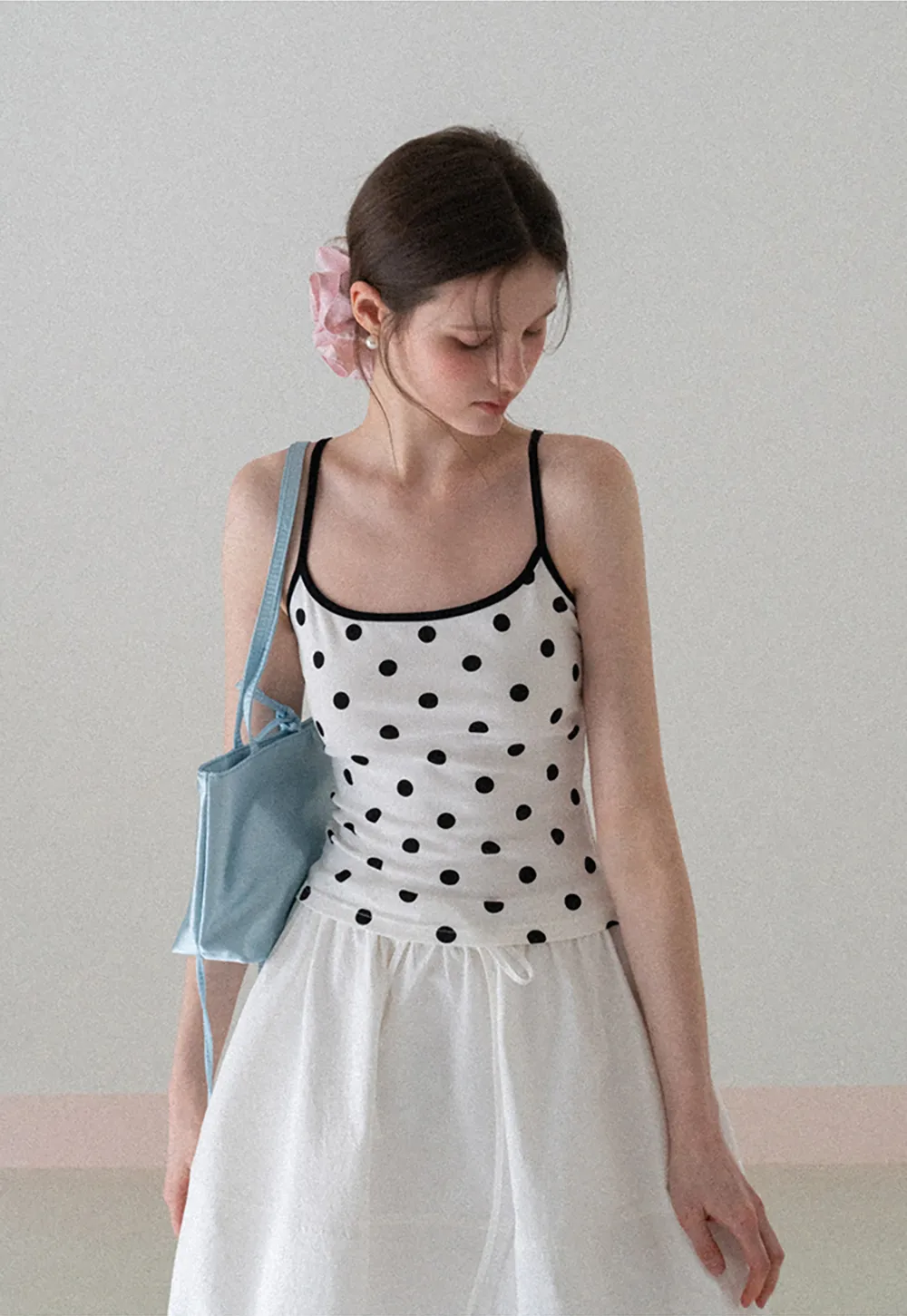 A-line skirt with drawstring waist and layered hem