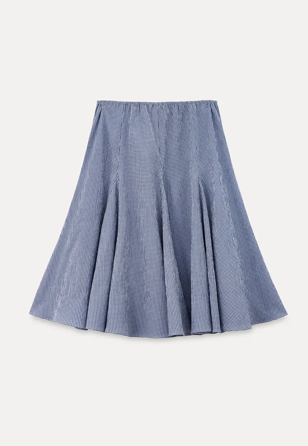 Gingham Pleated Flared Skirt