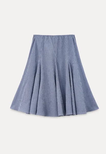 Gingham Pleated Flared Skirt