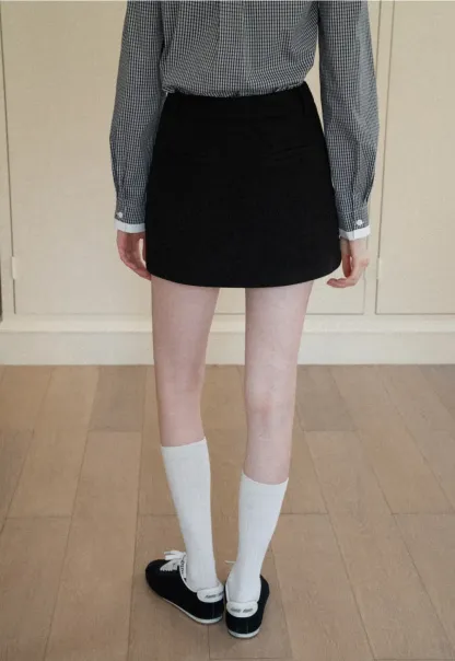 Elegant High Waist Mini Skirt with Belt Detail