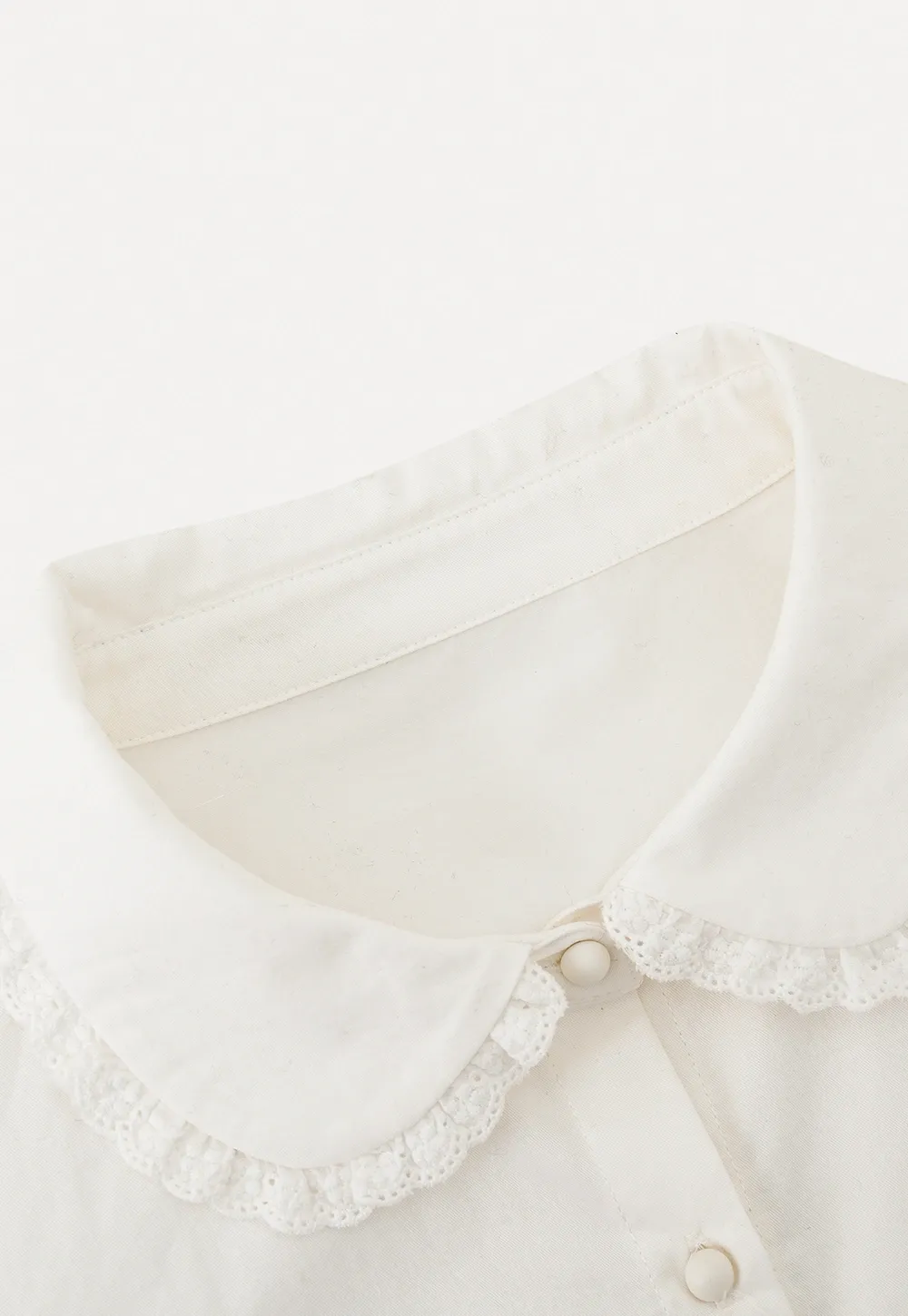 Classic White Blouse with Lace Collar