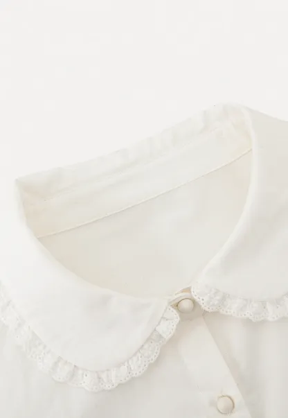 Classic White Blouse with Lace Collar