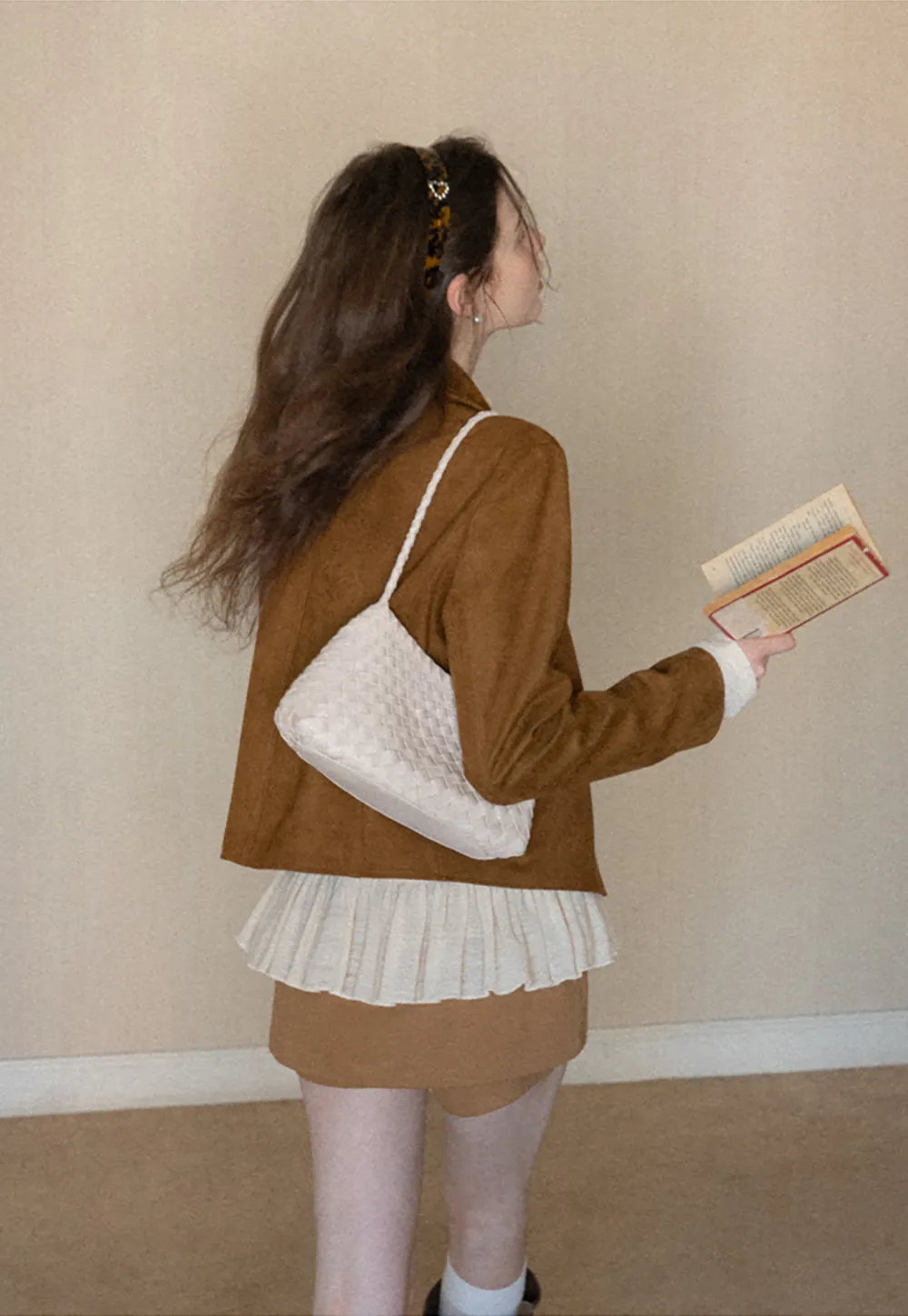 Soft Faux Suede Jacket with Button Closure and Collar Design