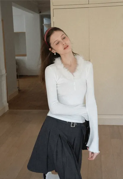 Pleated A Line Skirt with Belt Detail