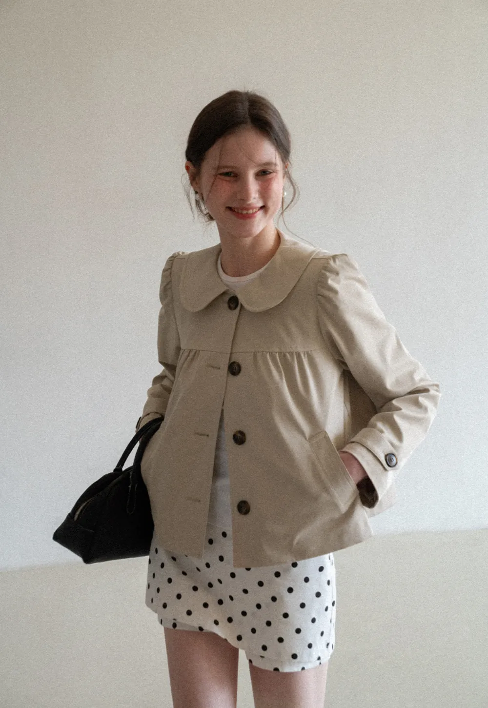Short Jacket with Peter Pan Collar and Buttons