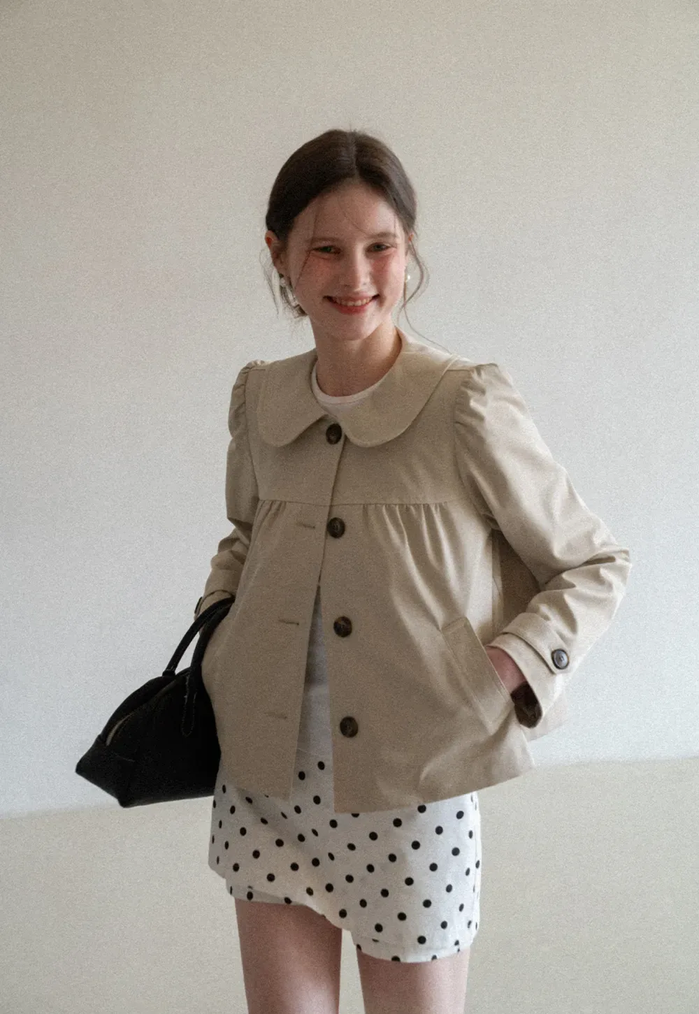 Short Jacket with Peter Pan Collar and Buttons