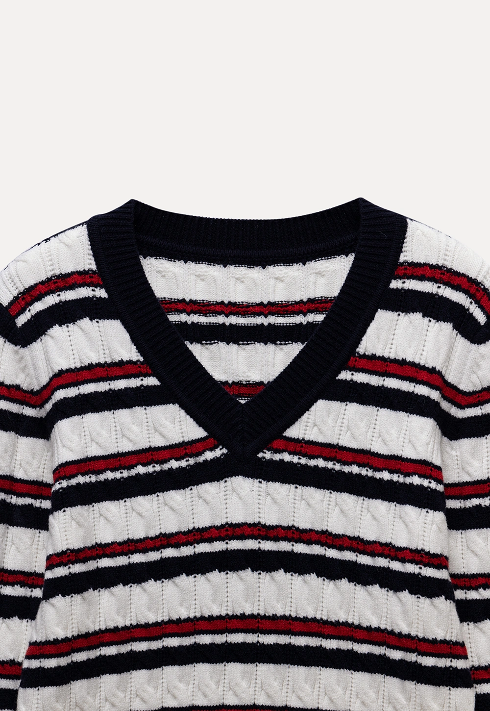 Women’s V-Neck Striped Knit Sweater