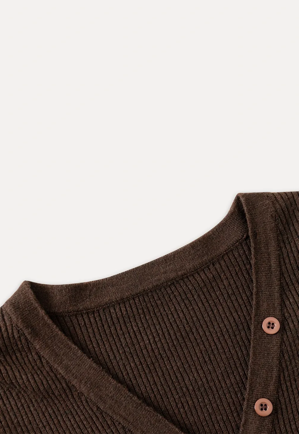 Womens Ribbed Long Sleeve V-Neck Button Top