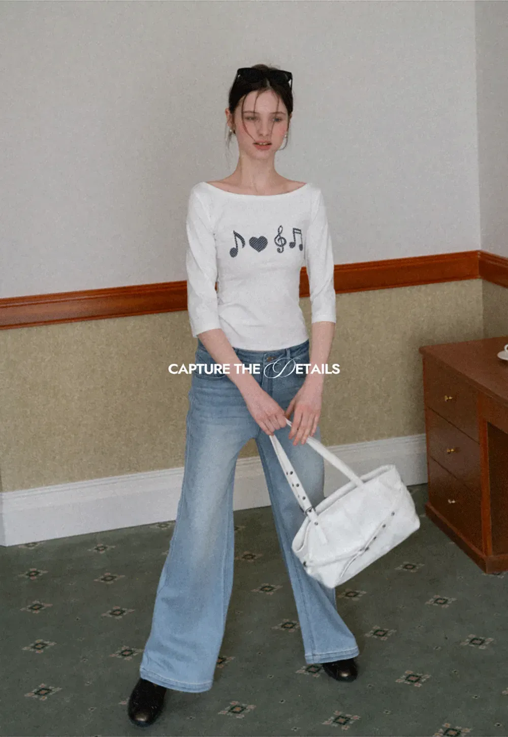 Tshirt with musical notes and heart pattern