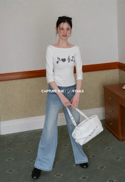 Tshirt with musical notes and heart pattern