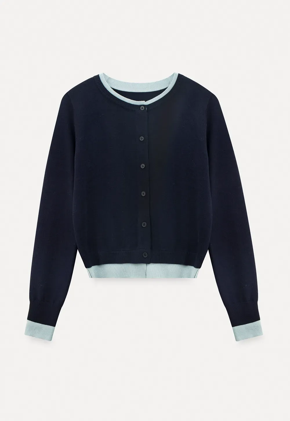 Elegant Round Neck Knit Sweater with Button Detail