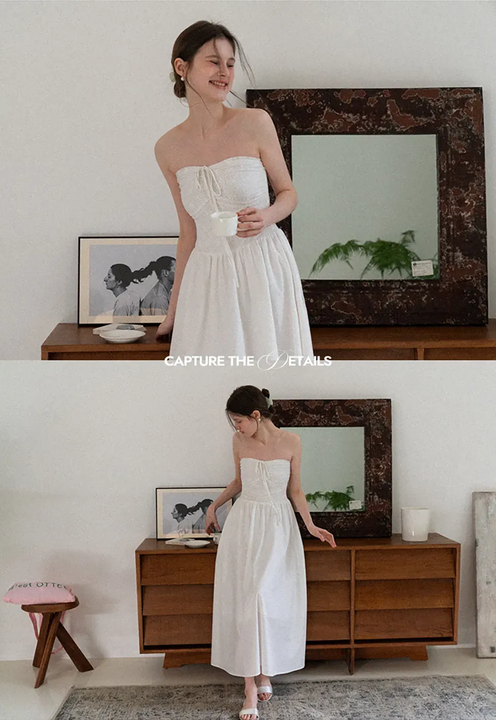 Strapless Maxi Dress with Front Bow Detail