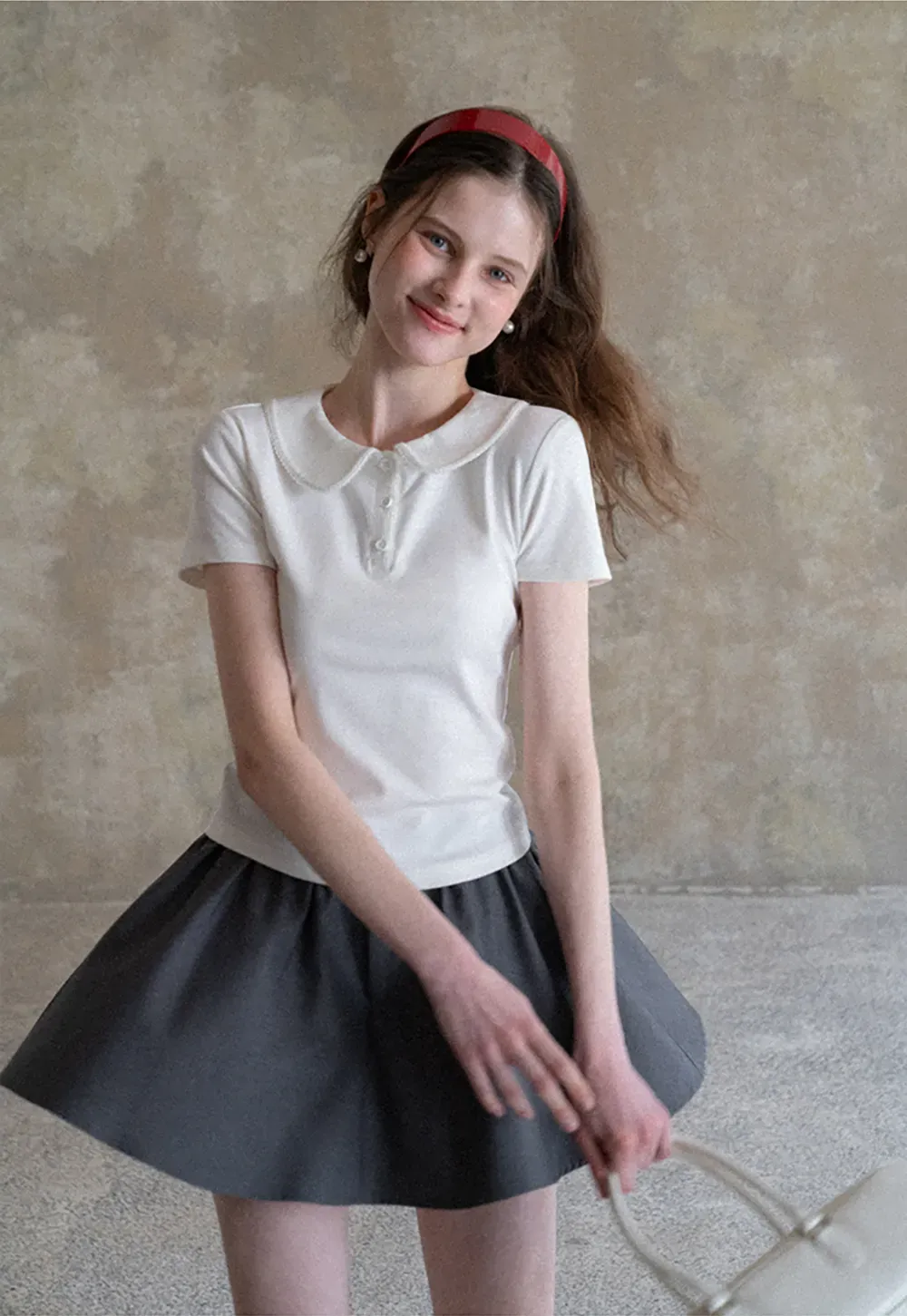 Pleated A-line Mini Skirt with Waistband
