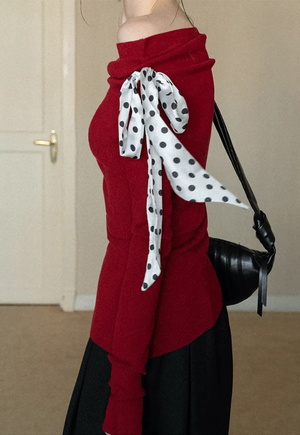 Elegant Off Shoulder Knit Top with Asymmetrical Design