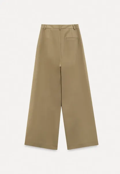 Wide leg casual pants with waist tie