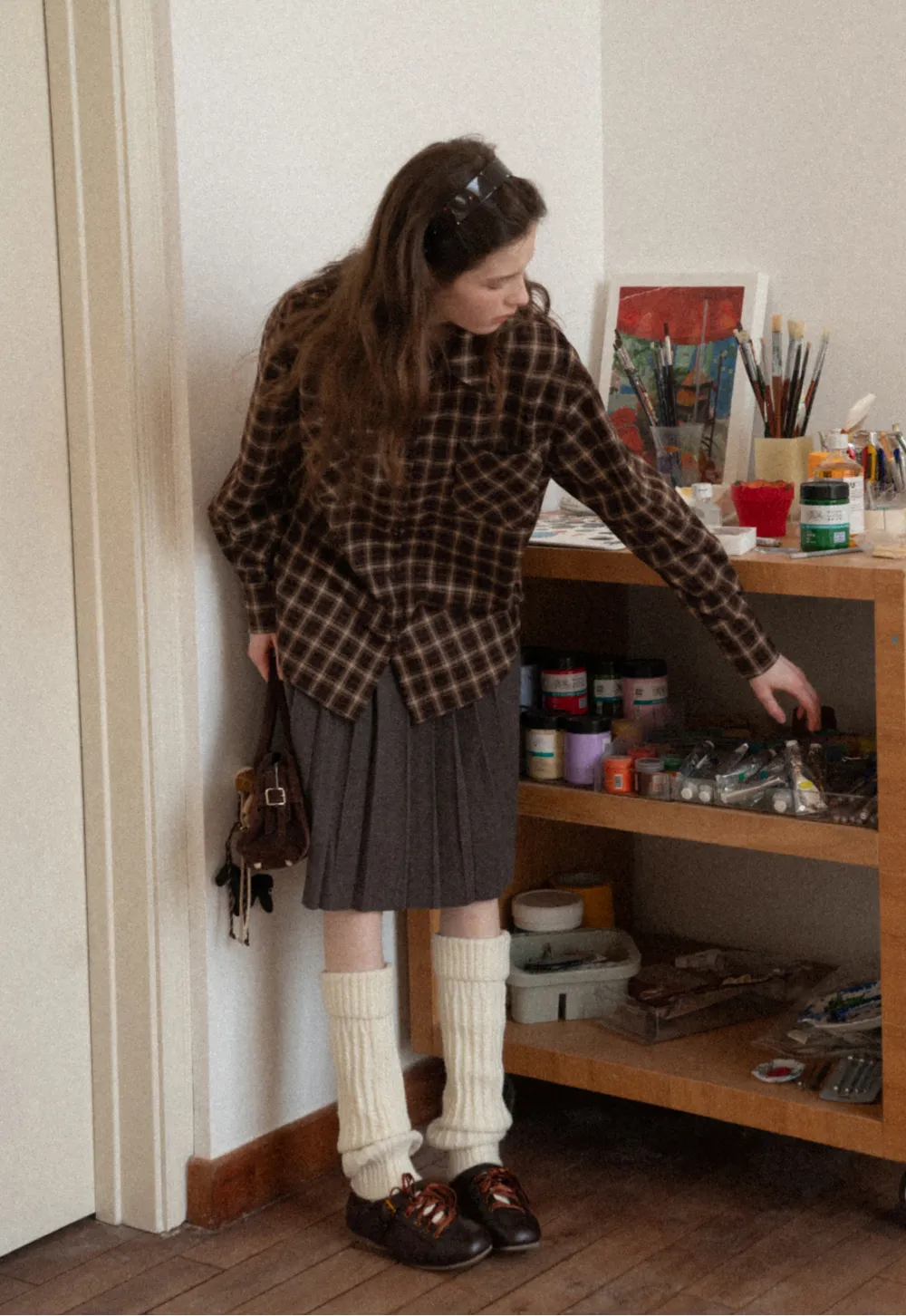 Classic Pleated Skirt in Dark Gray