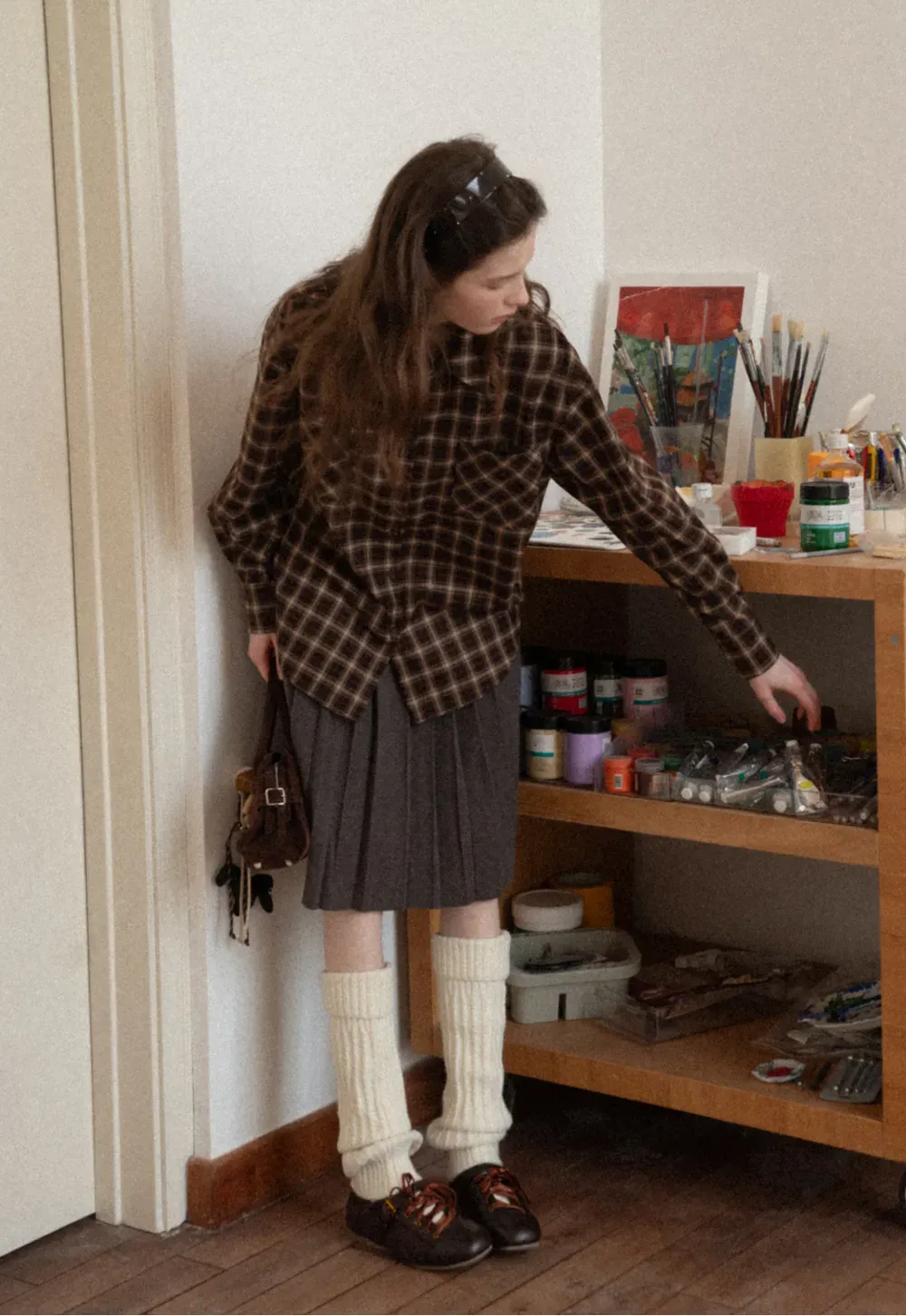 Classic Pleated Skirt in Dark Gray