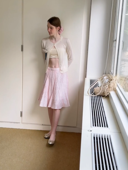 Crinkled Textured A Line Skirt