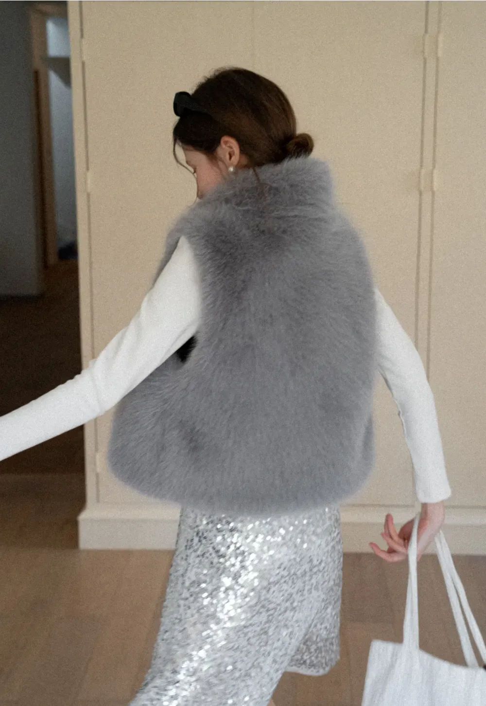 Fur Vest with High Collar Design