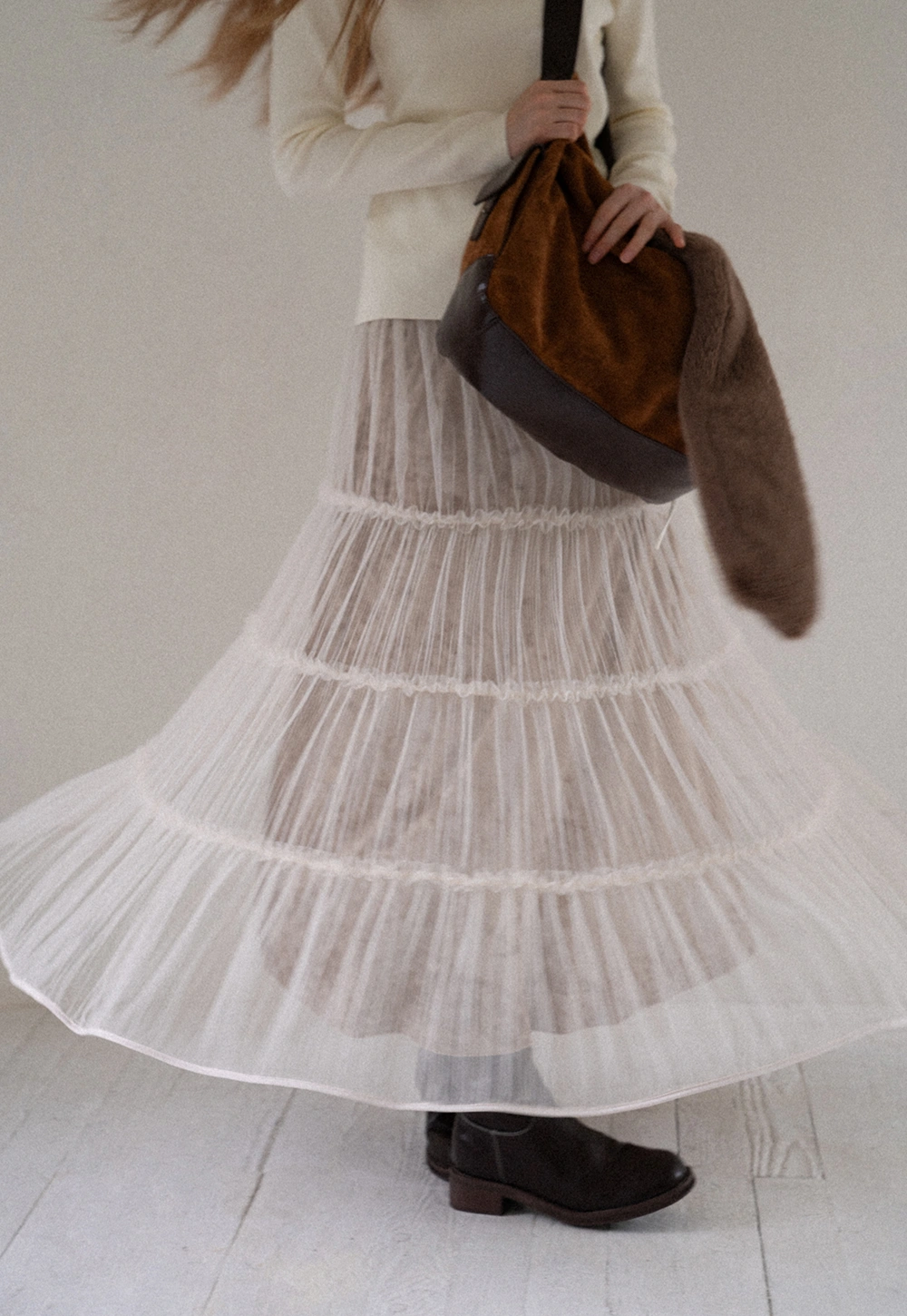 Women Romantic Layered Tulle Midi Skirt