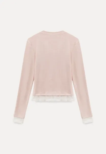 Long sleeve button front knit top with collar