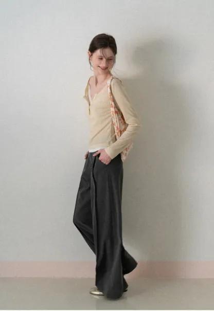 Wide Leg Casual Pants with Front Pleats