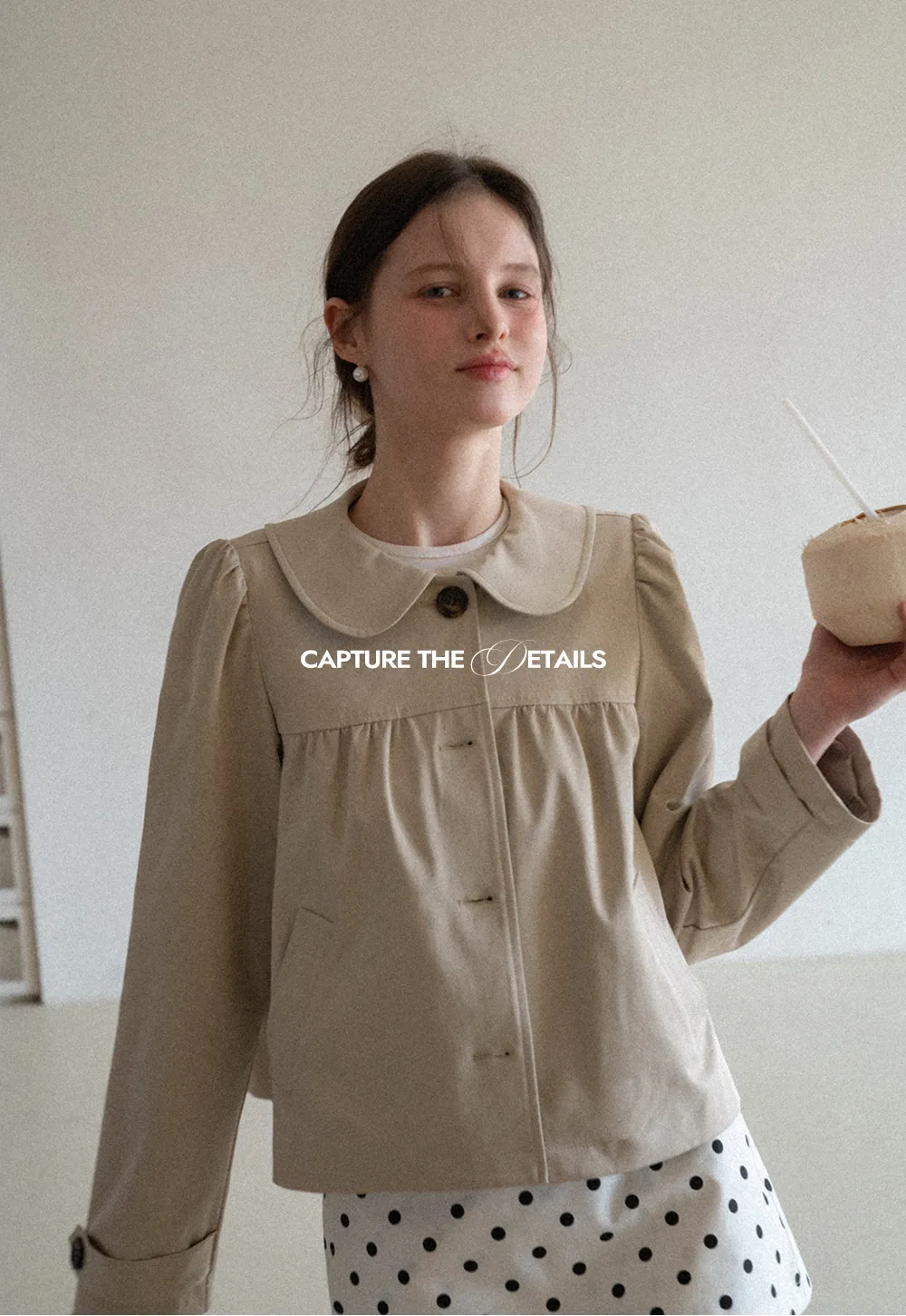 Short Jacket with Peter Pan Collar and Buttons