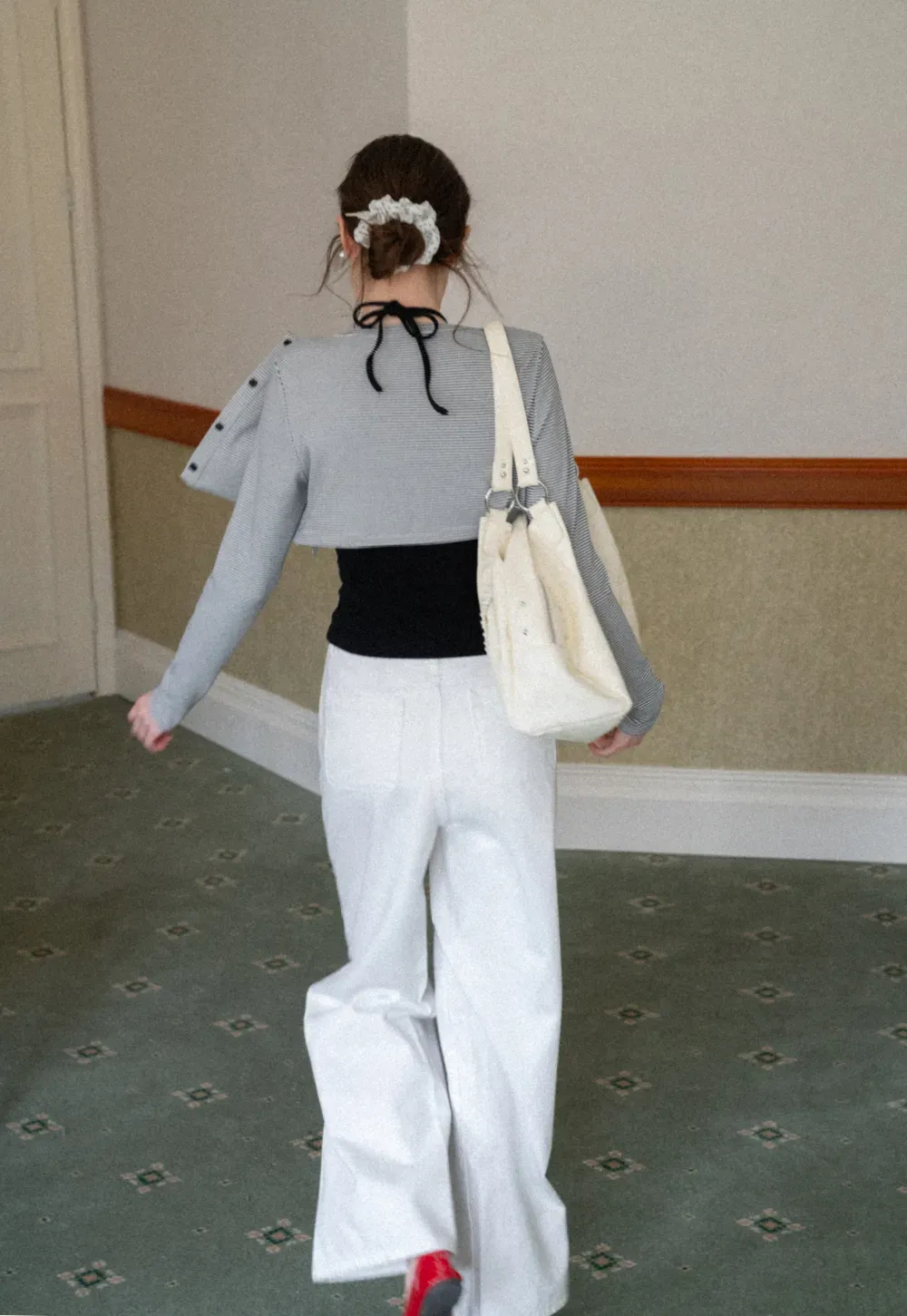 Wide leg high waist denim pants