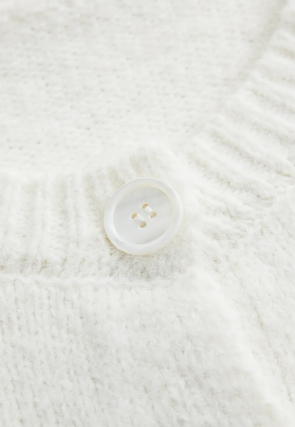 Women Basic Cream Knit Cardigan Casual Warm Sweater