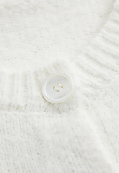 Women Basic Cream Knit Cardigan Casual Warm Sweater